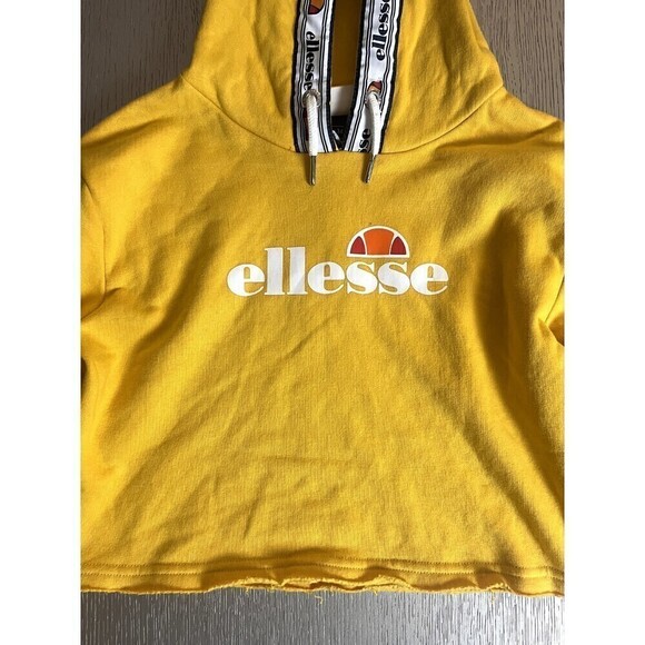 Ellesse Ellela Oh Women’s Yellow Cropped Pullover Hoodie Sweatshirt Sz 6 New - Picture 2 of 9